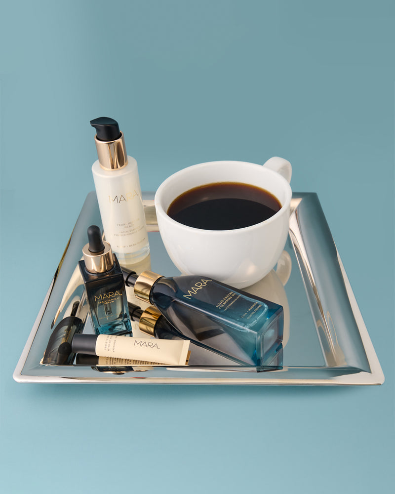 The Morning Set on a silver tray with a cup of coffee | MARA