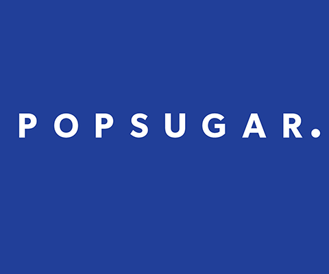 POPSUGAR logo on blue background