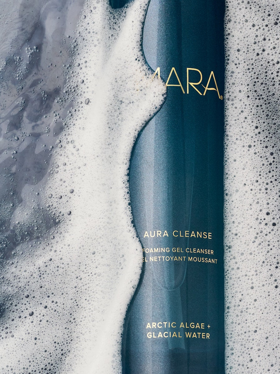 MARA Aura Cleanse submerged in foamy water