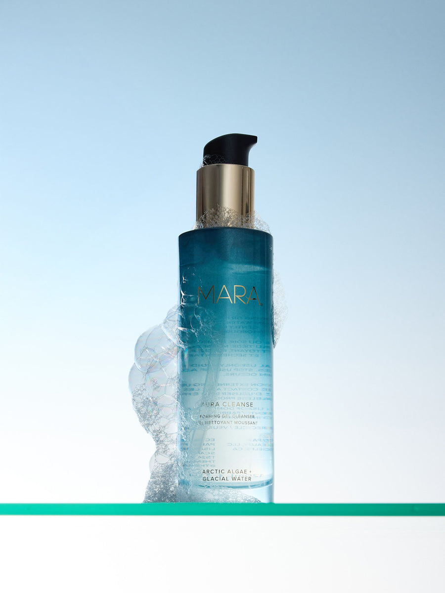 MARA Aura in a shelf with soap running down the side