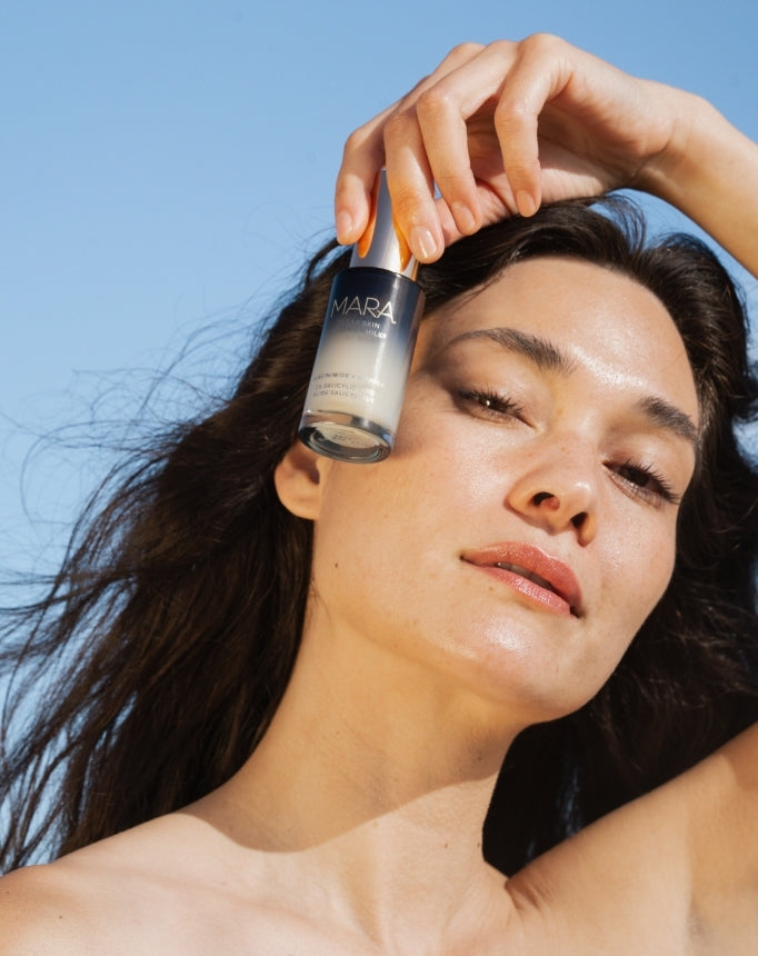 Model with Clear Skin Mineral Milk