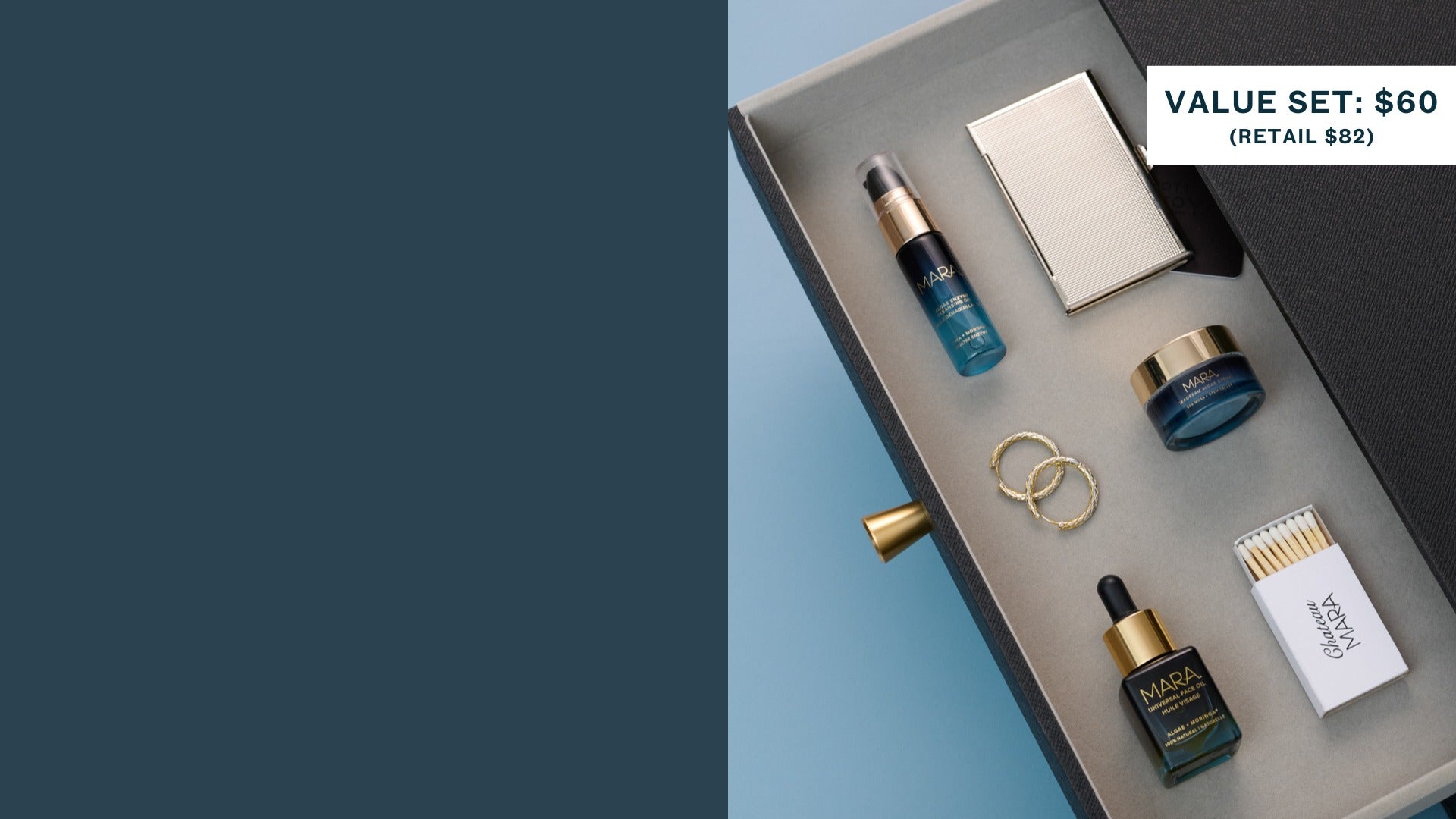 Sea the Glow Discover value set in a pull out drawer with matches and earrings