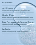 Swatch of Aura Cleanse Foaming Gel Cleanser and the key ingredients