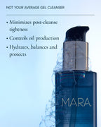 Close up of the top of Aura Cleanse Foaming Gel Cleanser with bubbles