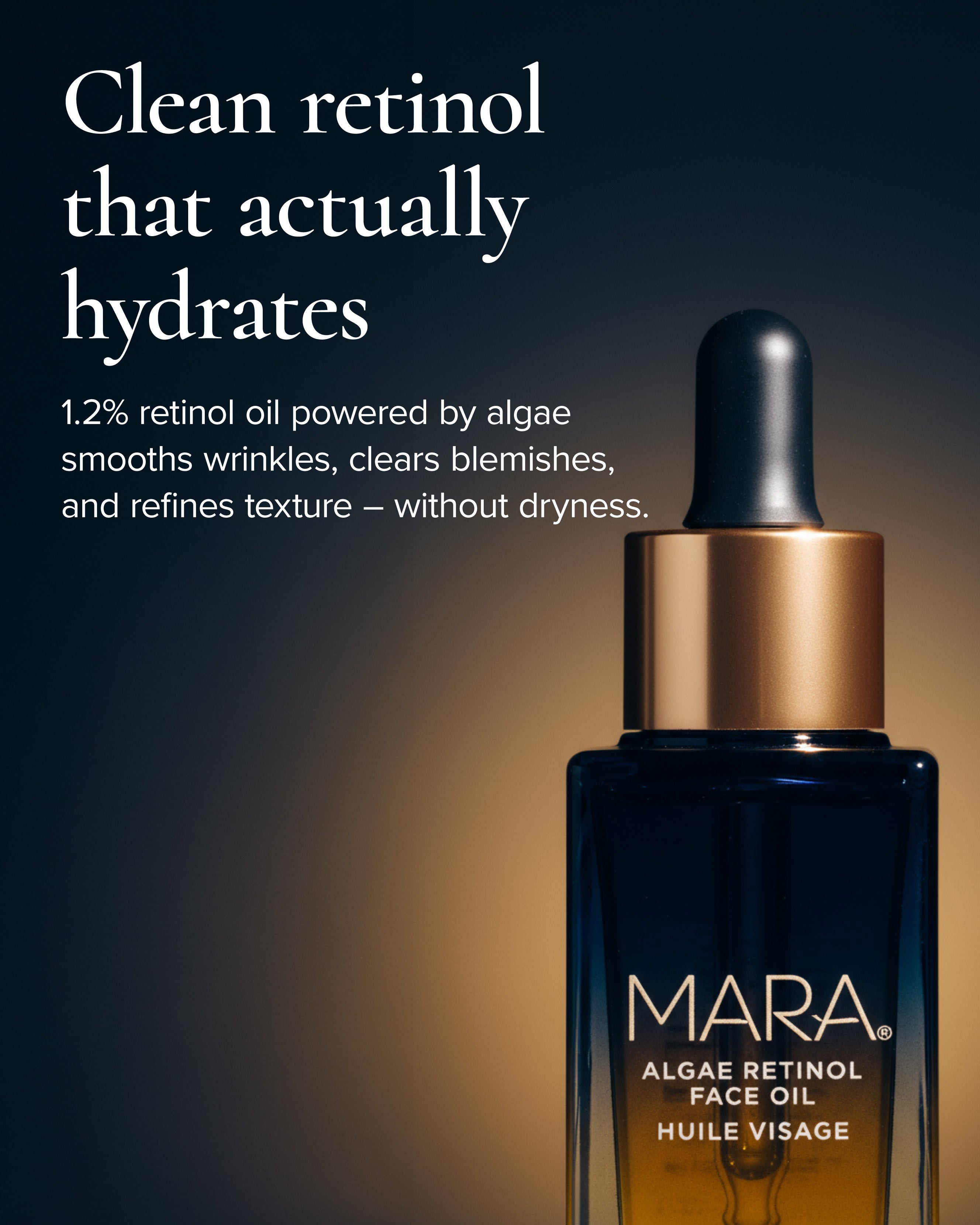 algae retinol oil with text about hydration