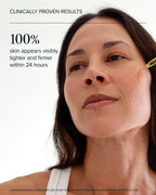 model putting a drop of algae retinol oil on face and proven results 