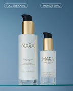 Size comparison between full size and mini Pearl Peptide Glaze  