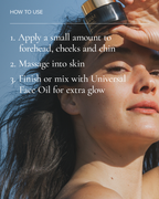 Woman holding Sea Dream Algae Creme and information about how to use it 
