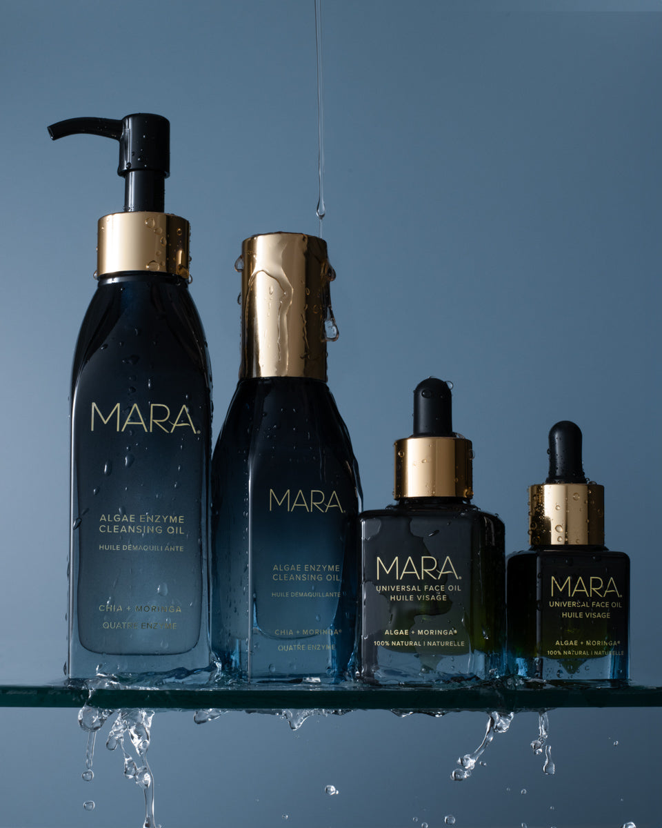 MARA products on a rack, getting splashed with water