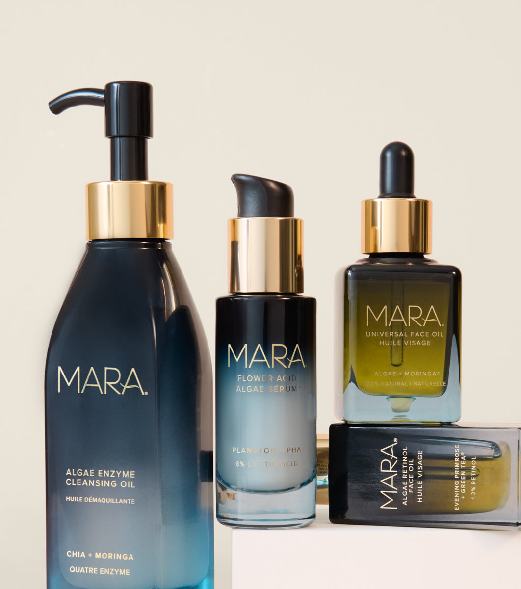 Mara Cleansing Oil, Flower Acid, Universal Oil, Algae Retinol Face Oil