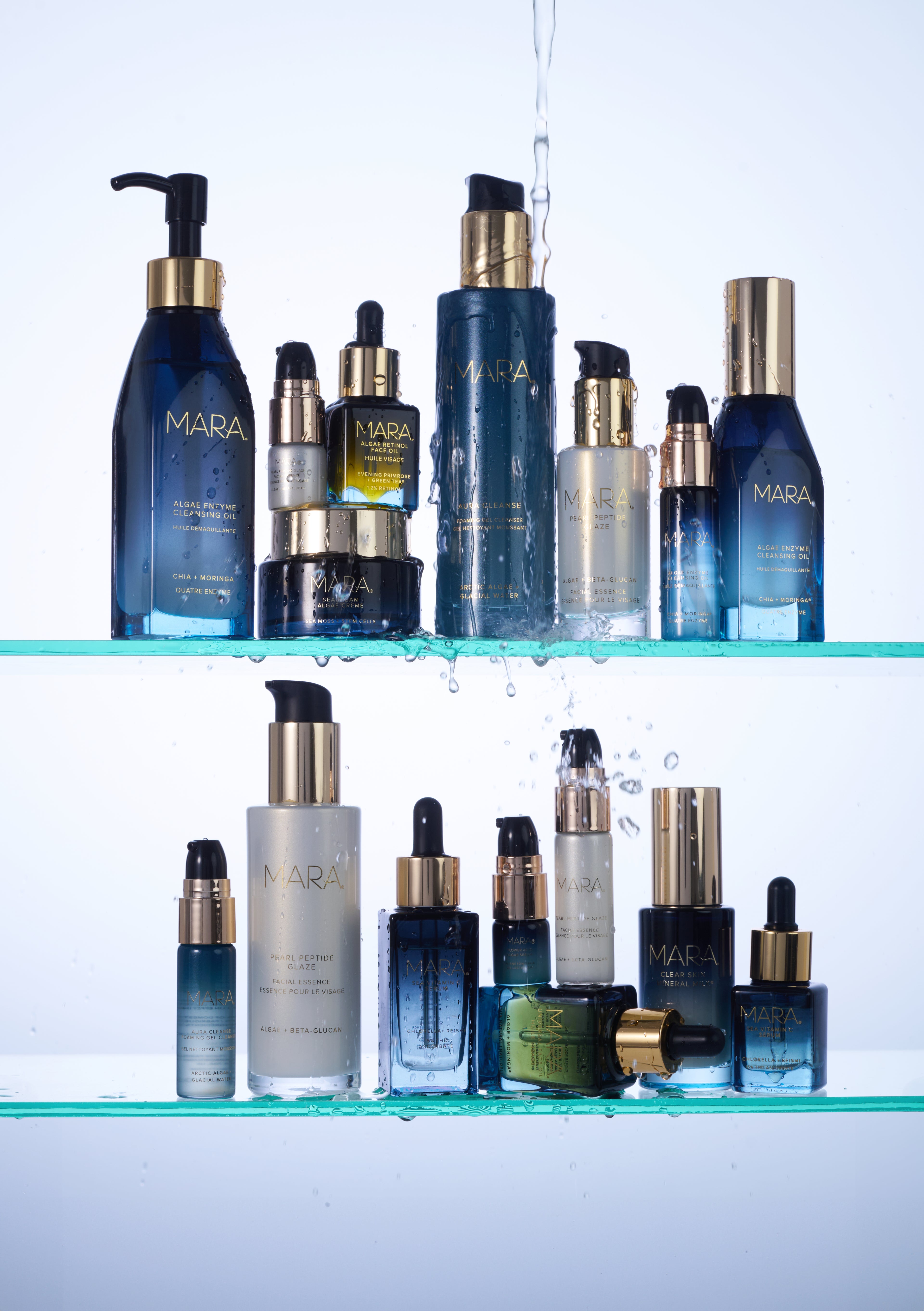 shelf with all of MARA productd