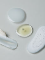 Set of MARA skincare products including cream oil and serum swatches