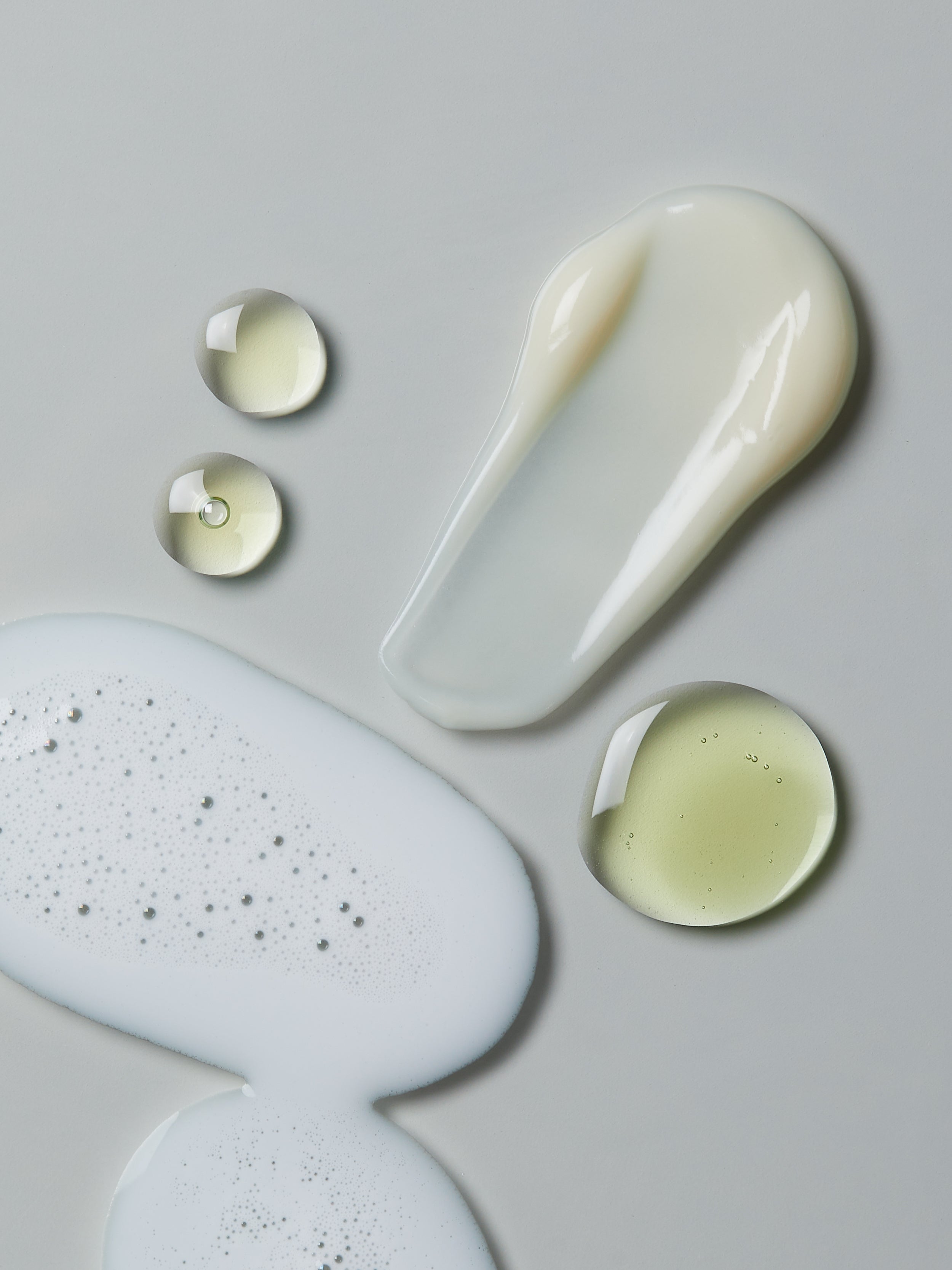 Close-up of different swatches on a gray background