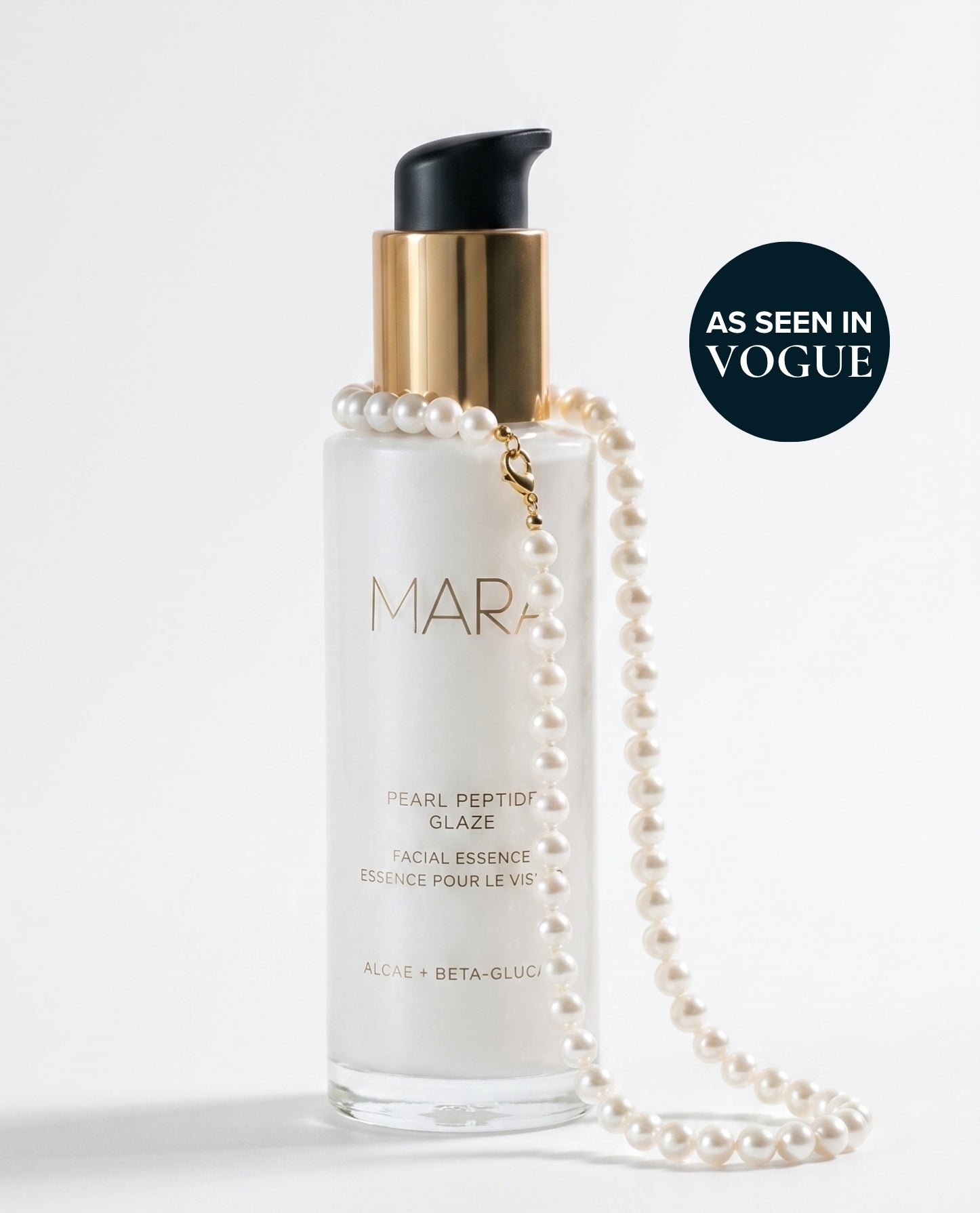 Pearl Peptide Glaze with Pearl necklace and As Seen In Vogue