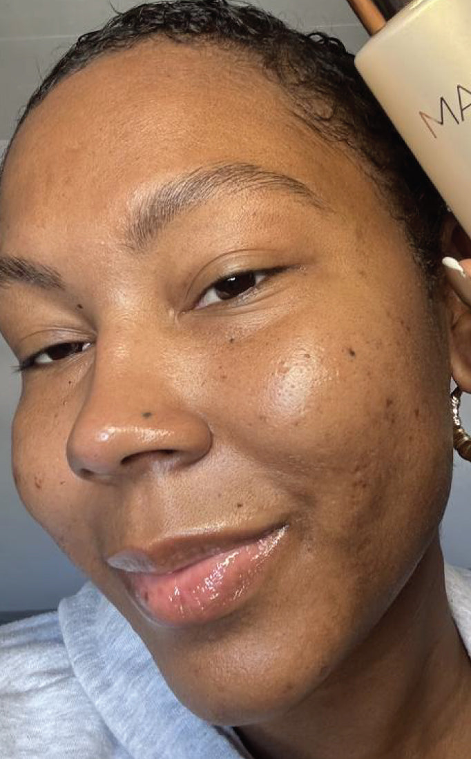 Close up of a person after Pearl Peptide Glaze