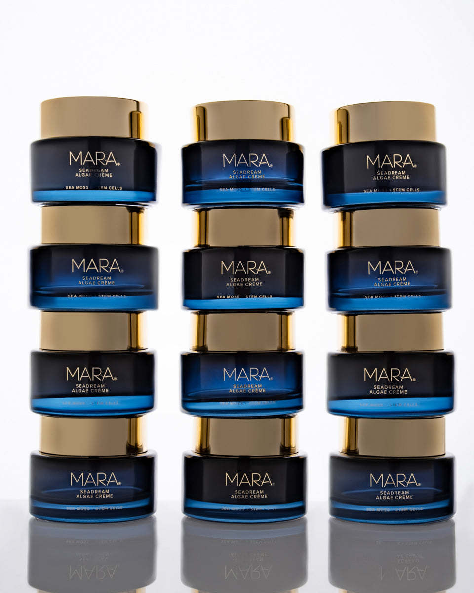 Multiple jars of SeaDream Algae Creme on a white background