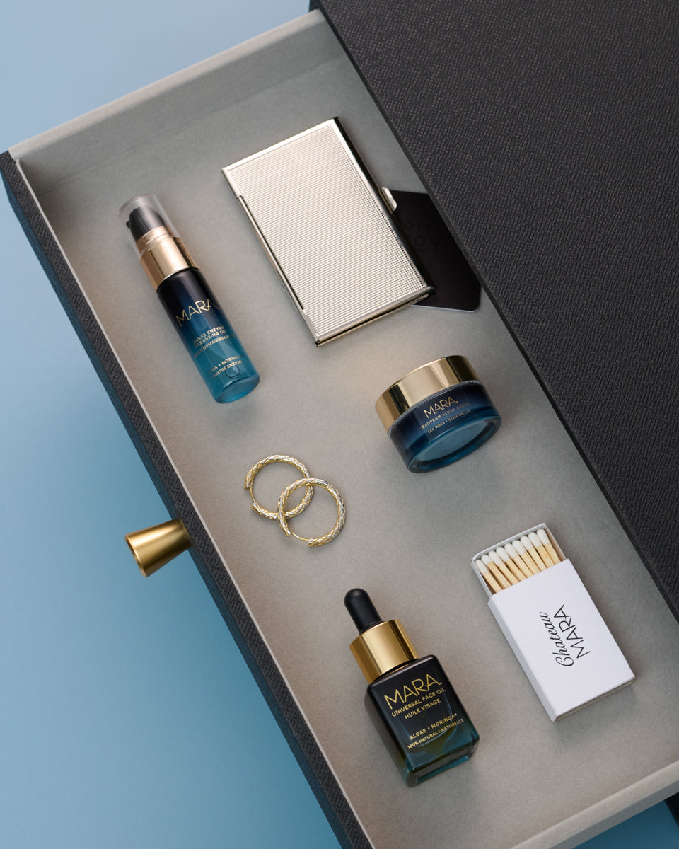 Discovery Set in a drawer with mirror, matches, and earrings