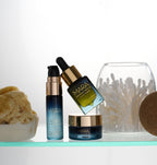 Discovery Set on bathroom shelf