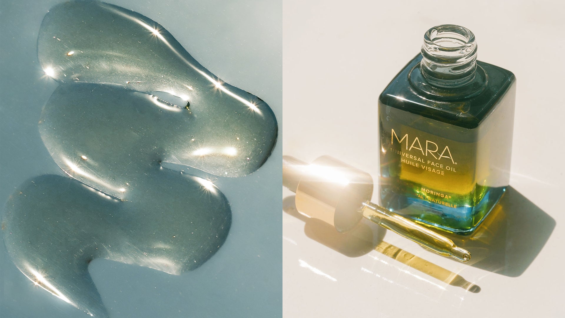 Univeral Face Oil product and squiggle swatch