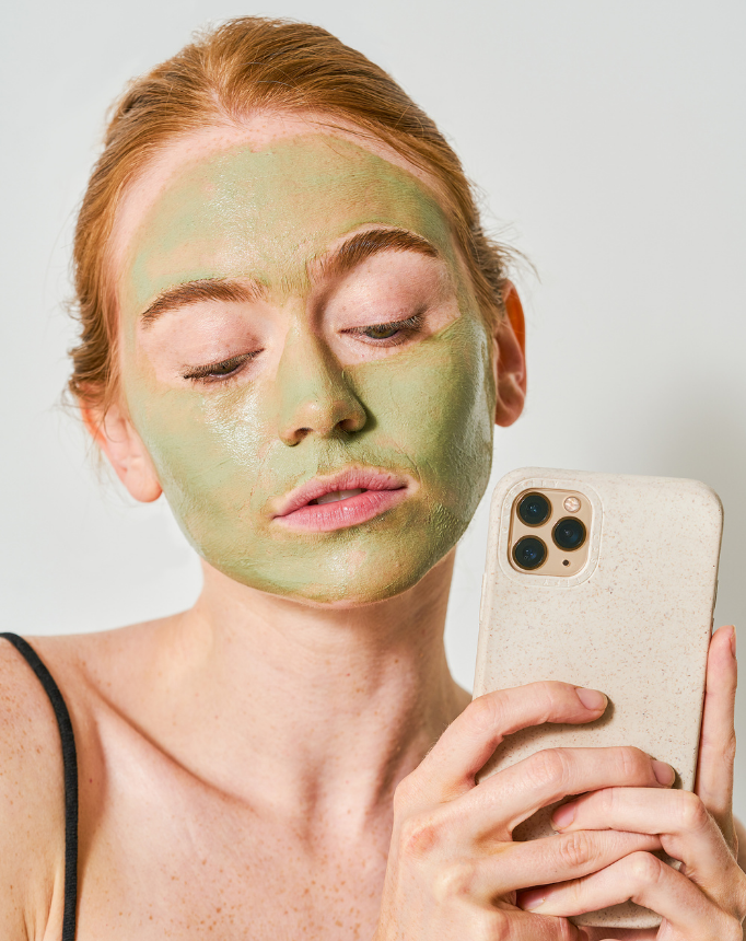 Volcanic Sea Clay Detox Masque model with red hair MARA