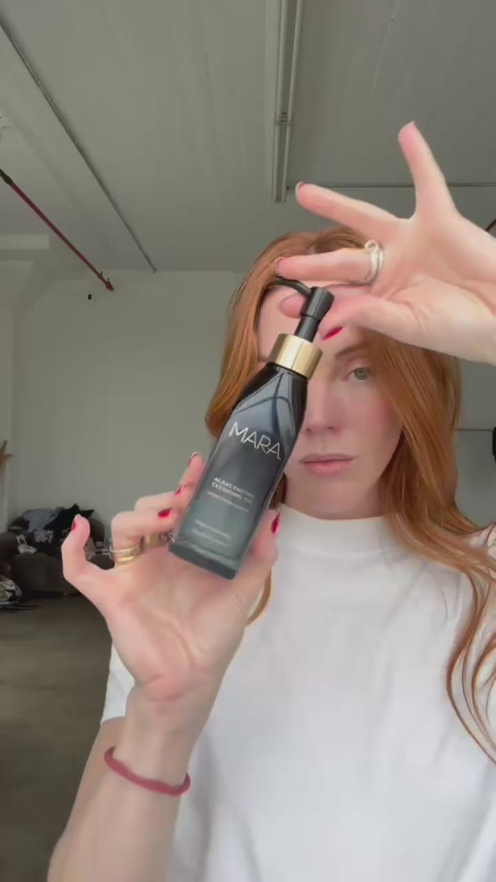 founder Allison using Cleansing Oil, Universal Face Oil, and SeaDream Algae Creme
